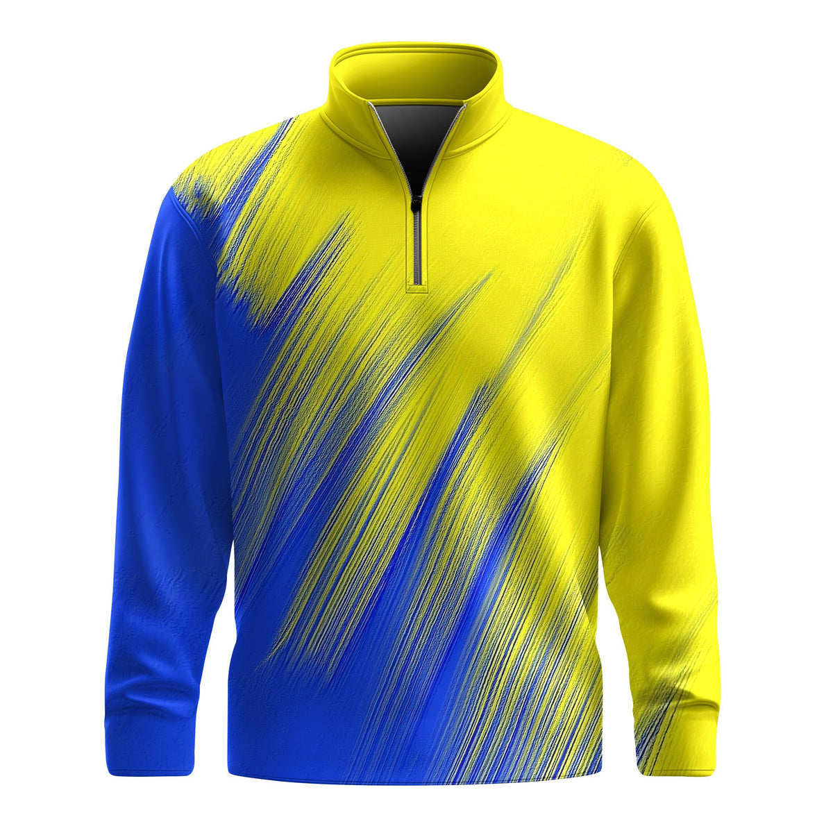 Yellow Blue Painting Men Quarter-zip Pullover