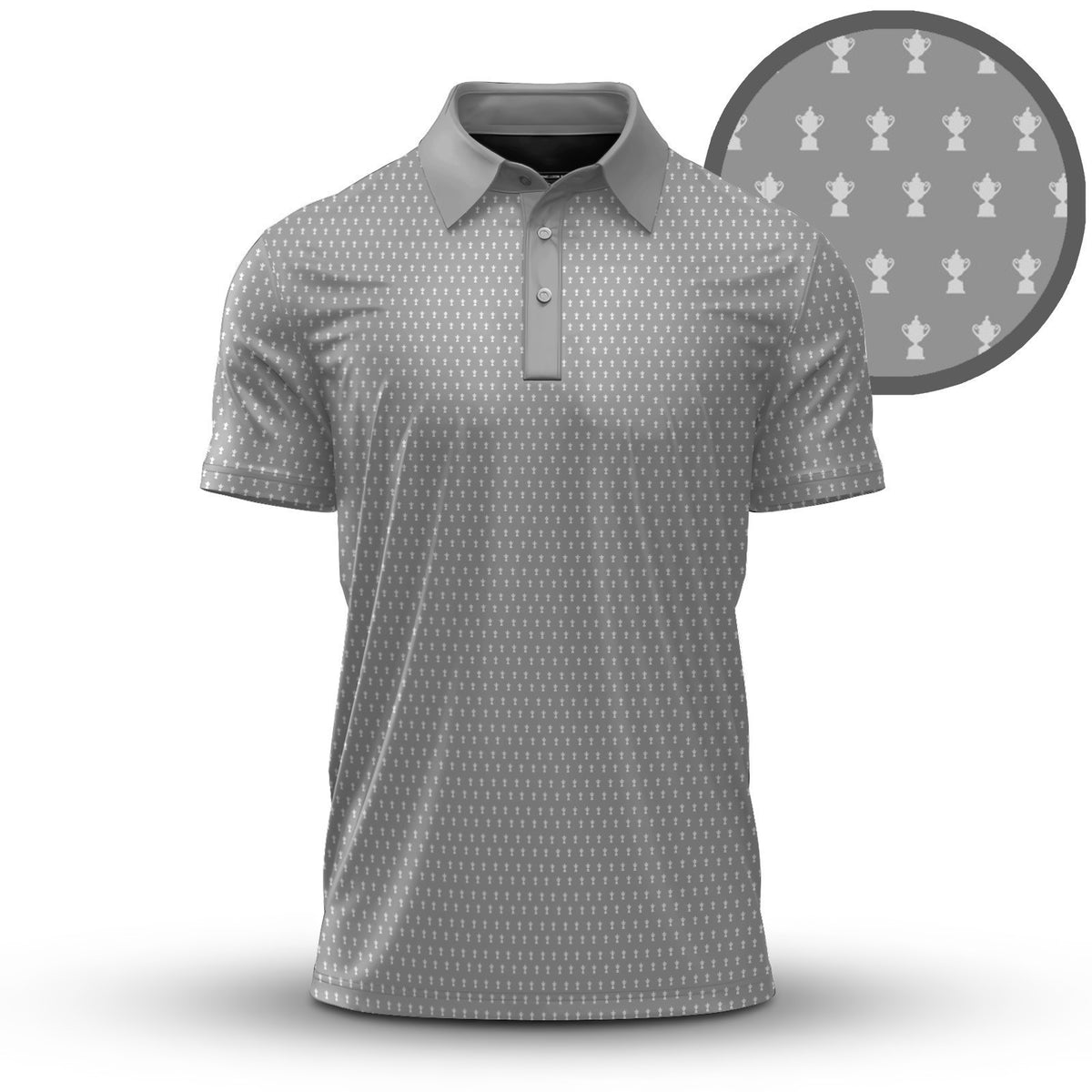 2026 Trophy Pattern Grey Men Polo Shirt