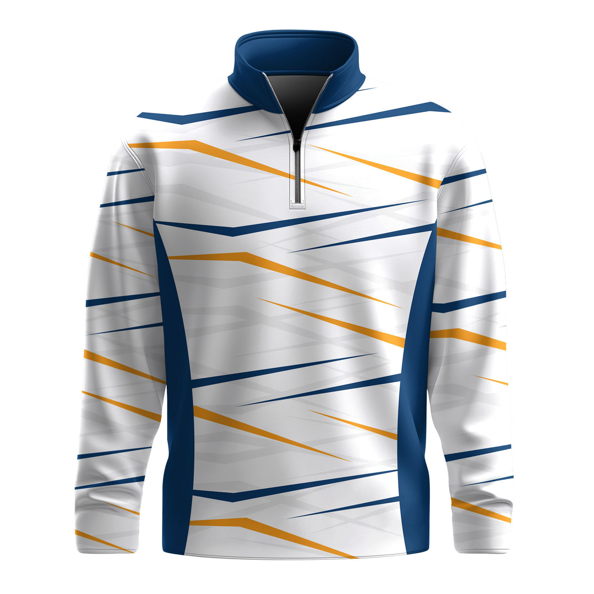 2026 Blue Yellow Sharp Pattern Men Quarter-zip Pullover