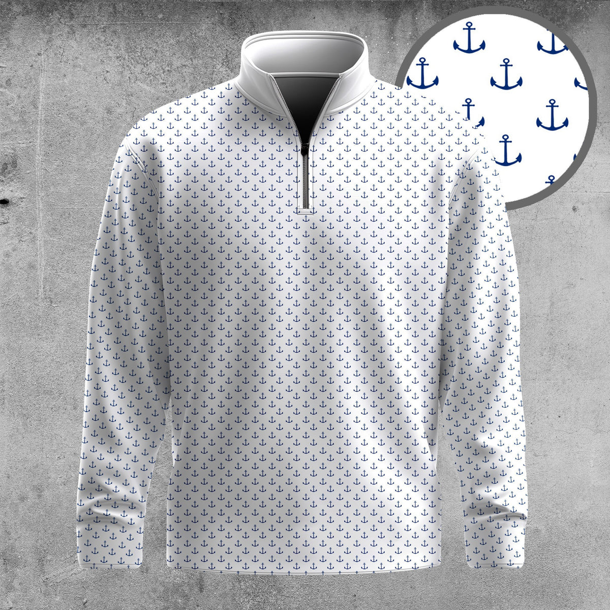 White Anchor 2026 Men Quarter-zip Pullover