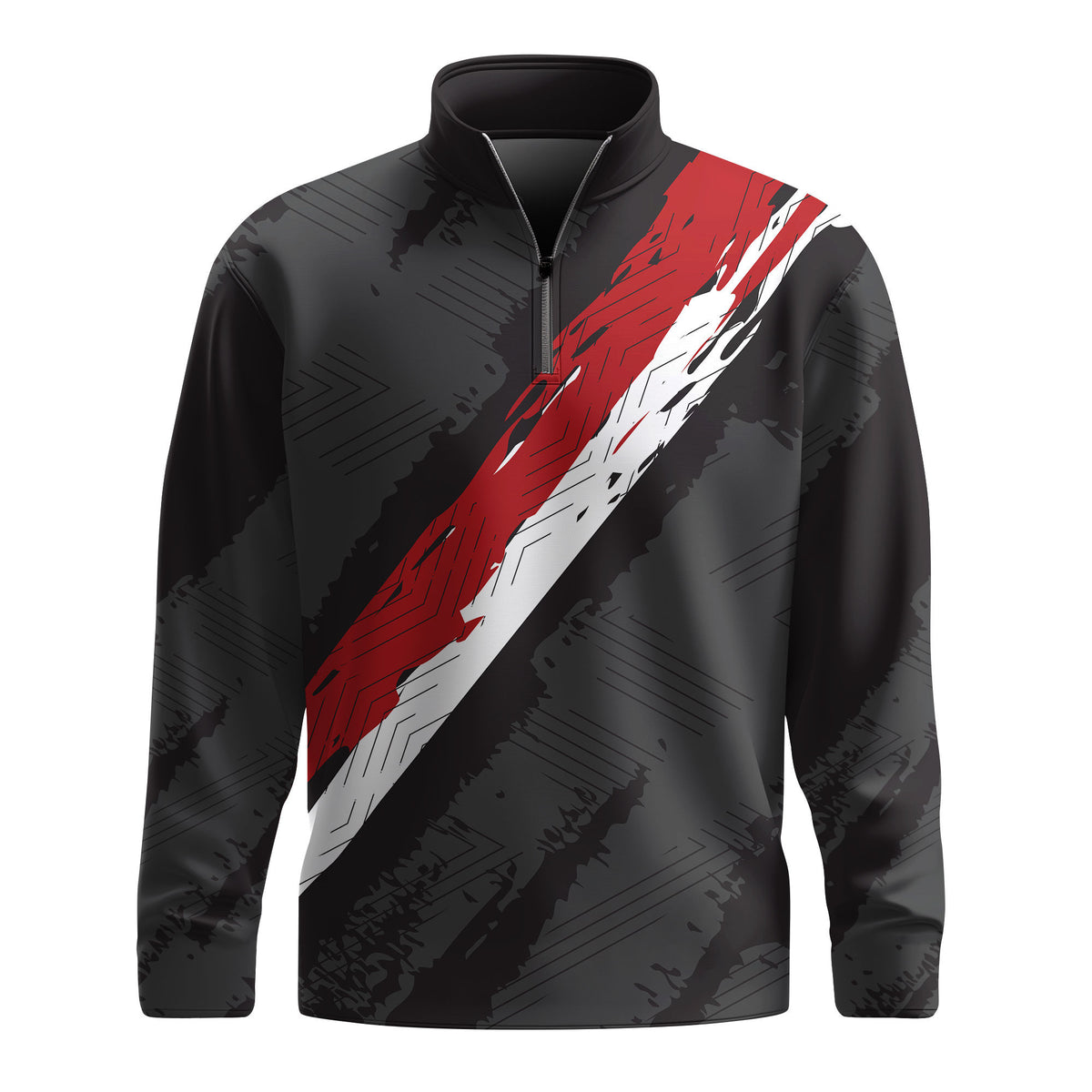 Black Red White Diagonal 2026 Men Quarter-zip Pullover