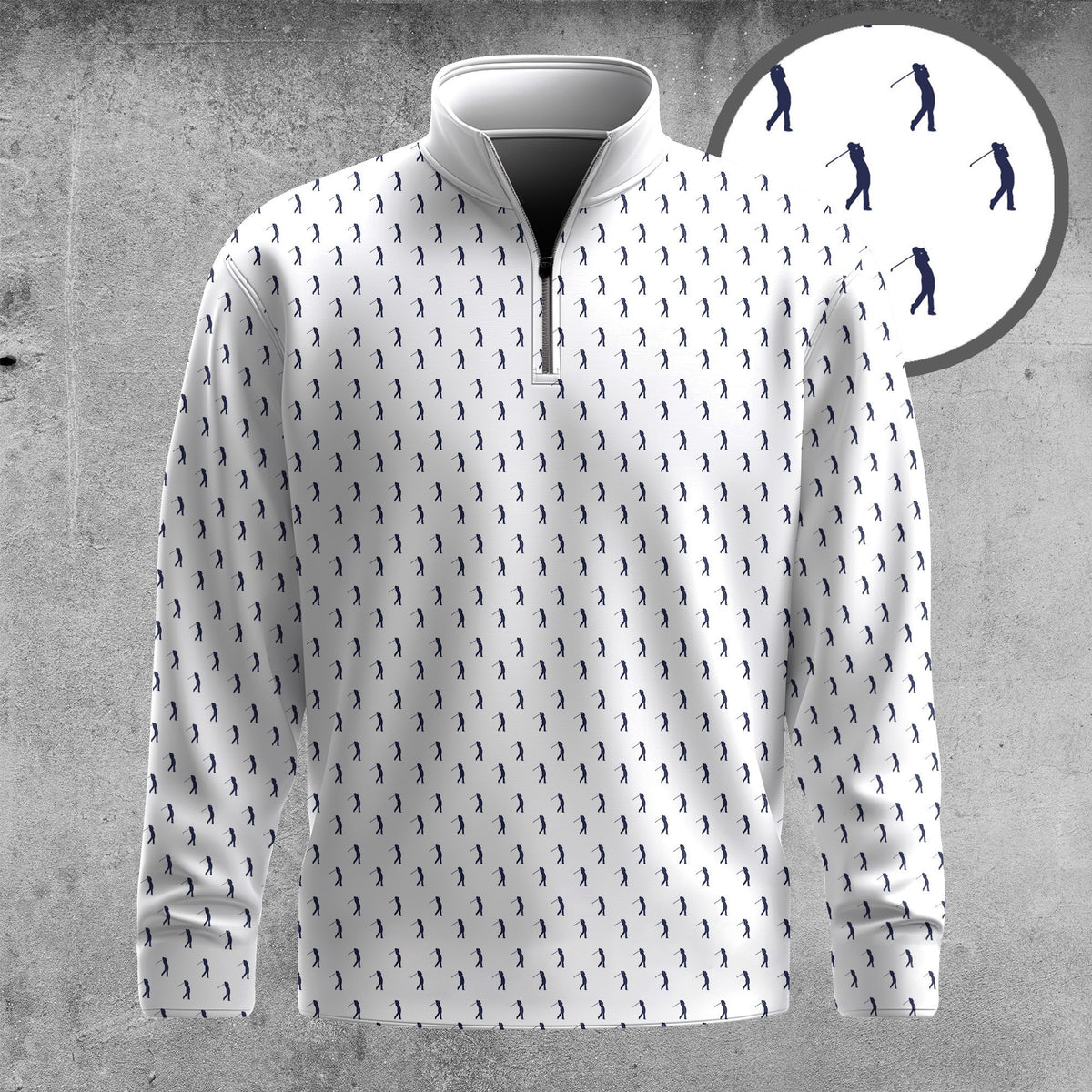 White Blue Golf Players 2026 Men Quarter-zip Pullover