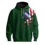 USA Flag Brand Green Men Hoodie