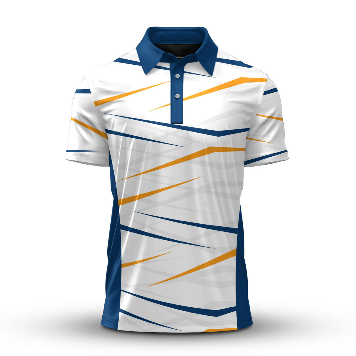 2026 Blue Yellow Sharp Pattern Men Polo Shirt