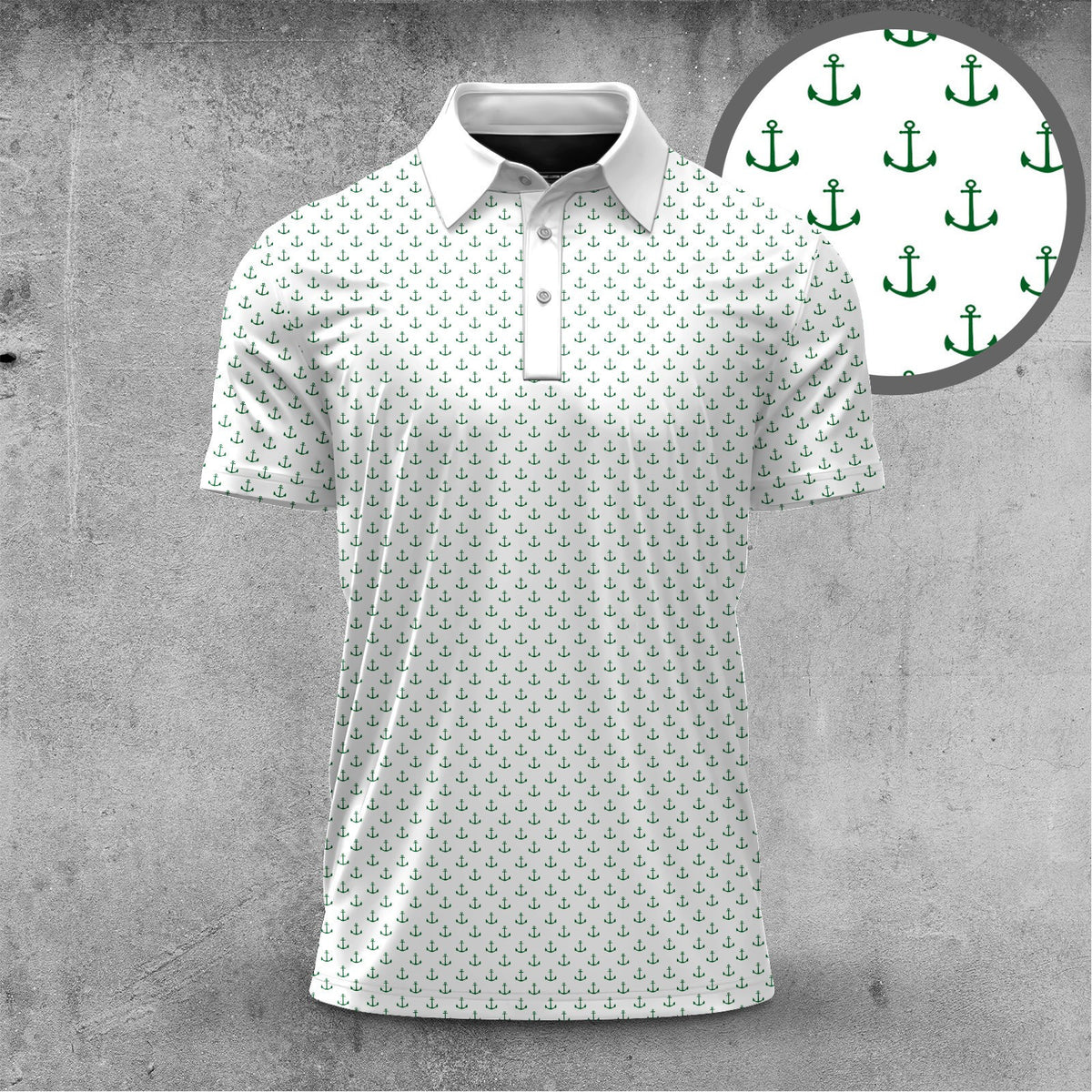 White Anchor Men Polo Shirt
