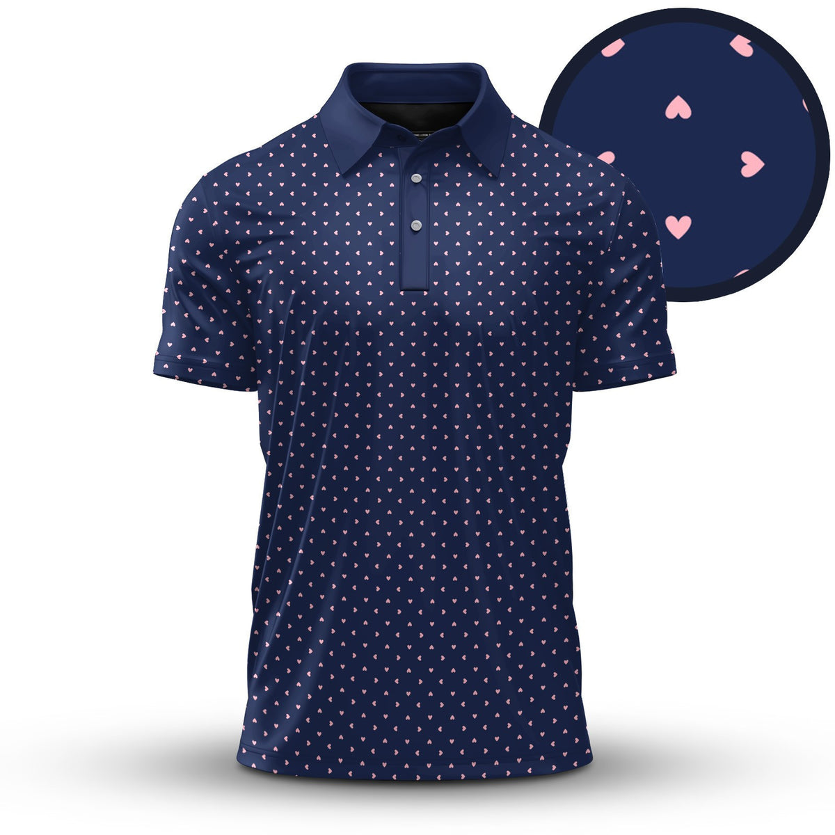 Blue Pink Heart Men Polo Shirt