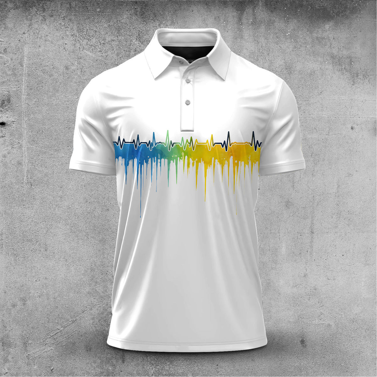 Yellow Blue Water Color Men Polo Shirt