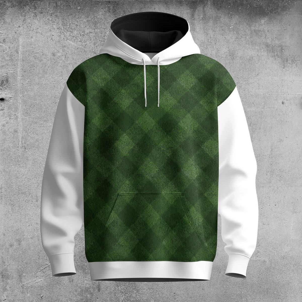 Green Checkered Pattern Men Hoodie