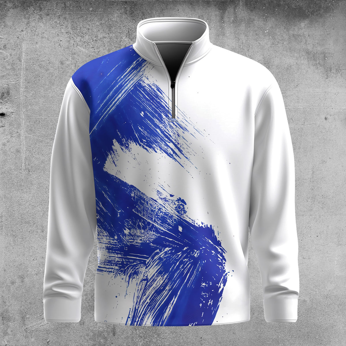 Blue Paint Streaks Men Quarter-zip Pullover