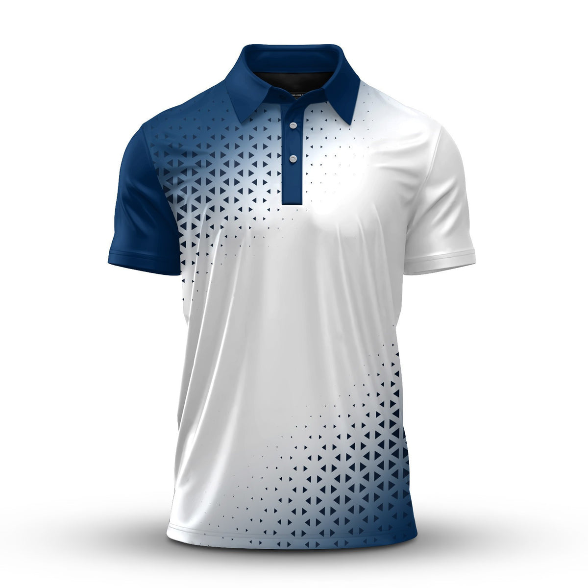 Blue Triangle Half Pattern Men Polo Shirt