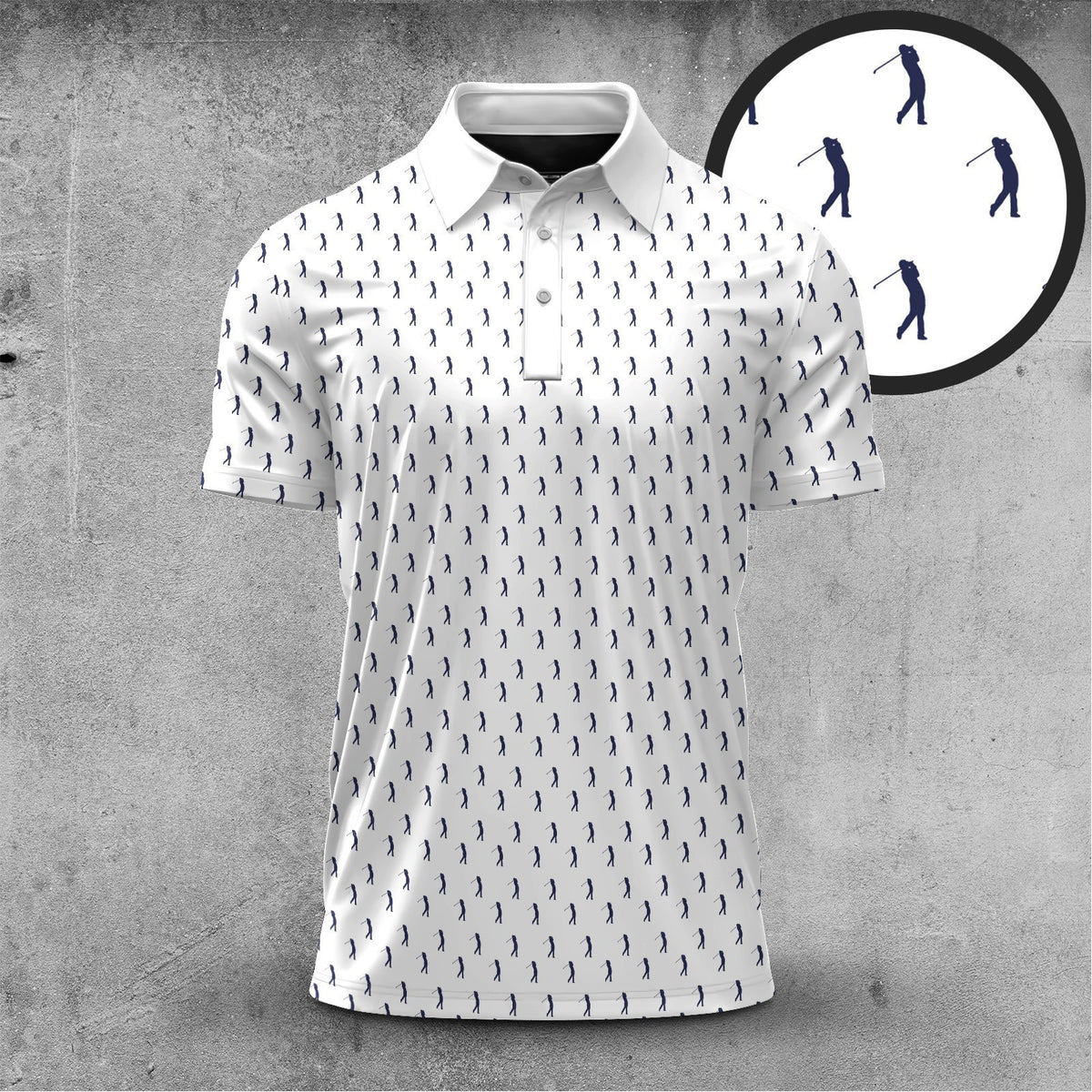 White Blue Golf Players 2026 Men Polo Shirt