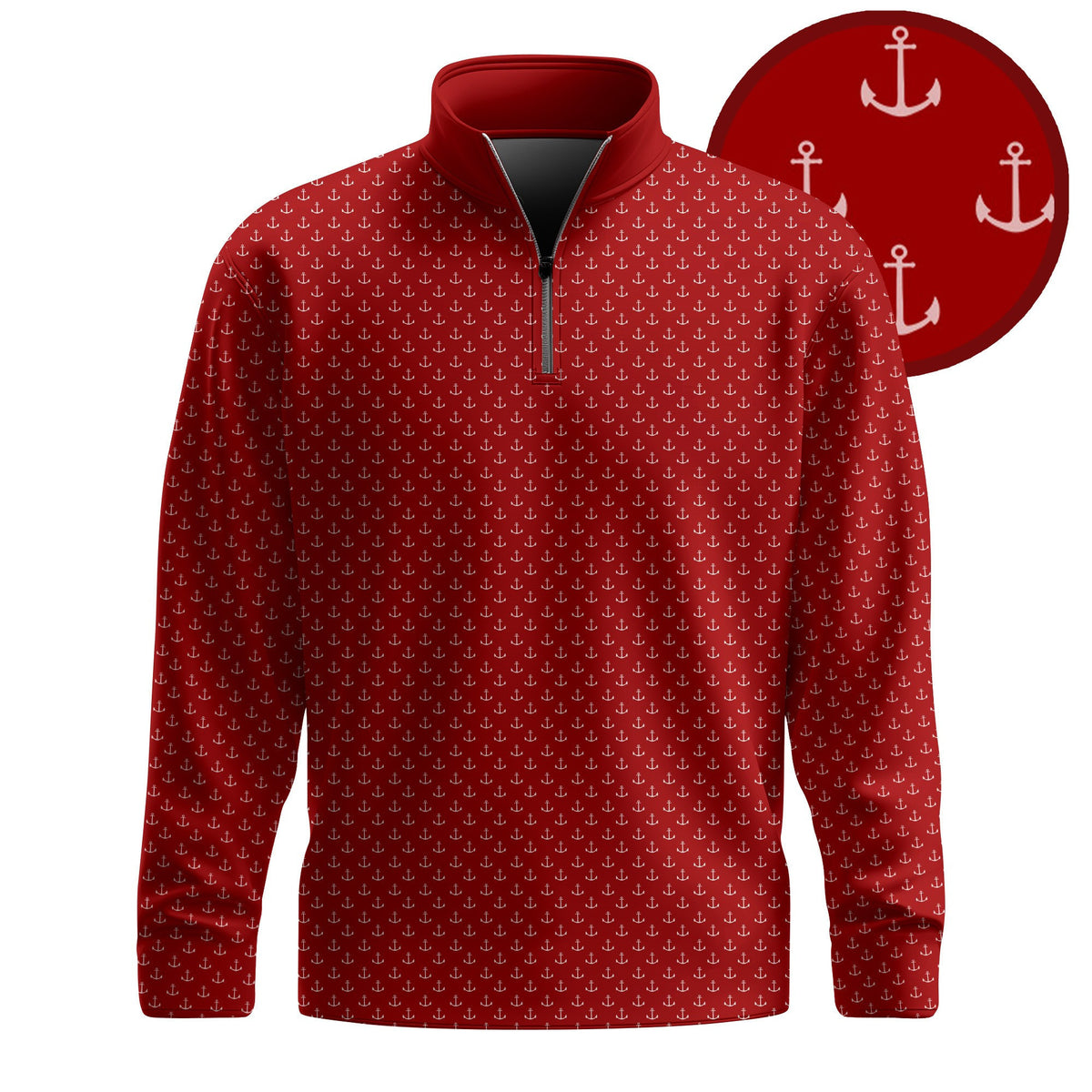 Red White Anchor 2026 Men Quarter-zip Pullover