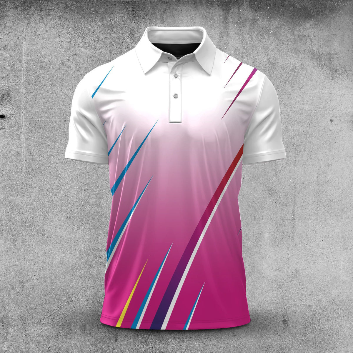 Pink & White Men Polo Shirt