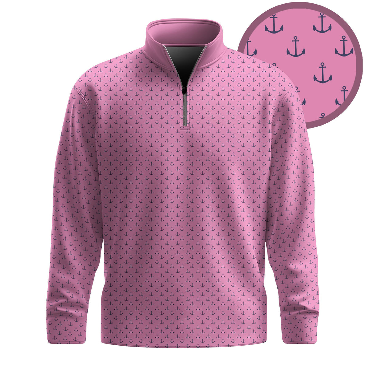 Pink Anchor Men Quarter-zip Pullover