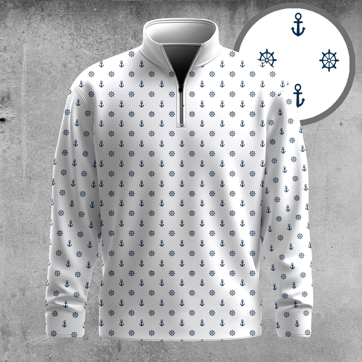 White Rudder And Anchor 2026 Men Quarter-zip Pullover