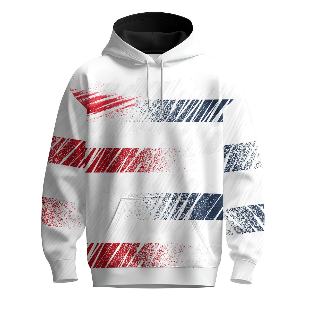 2026 Red Blue Horizontal Lines Men Hoodie