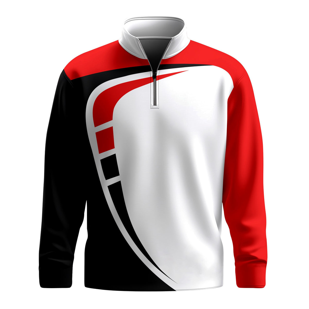 Red Black Men Quarter-zip Pullover