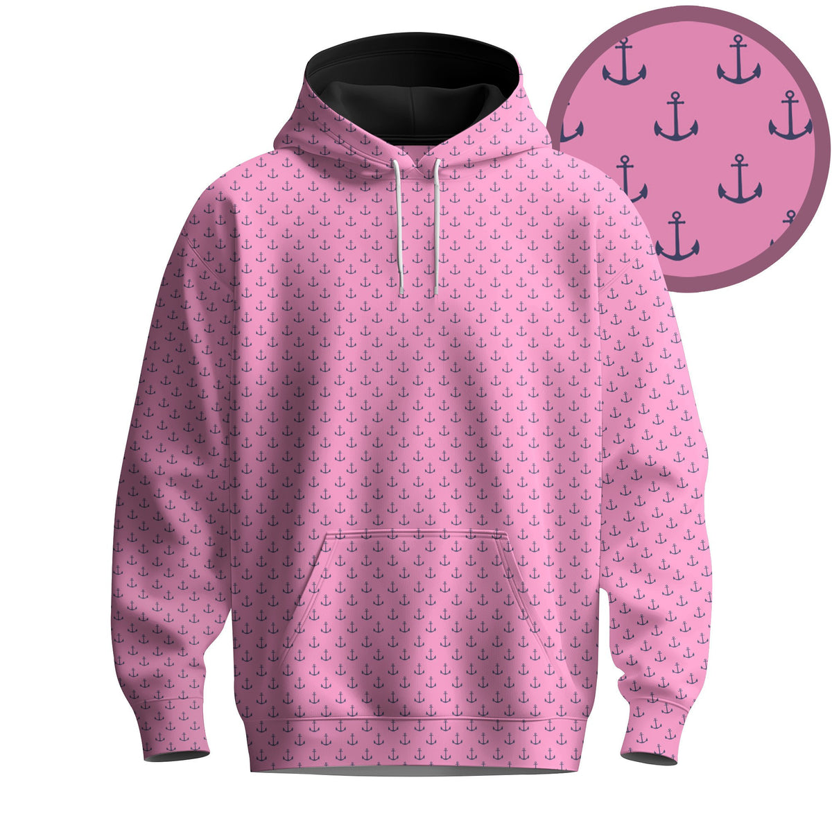 Pink Anchor Men Hoodie