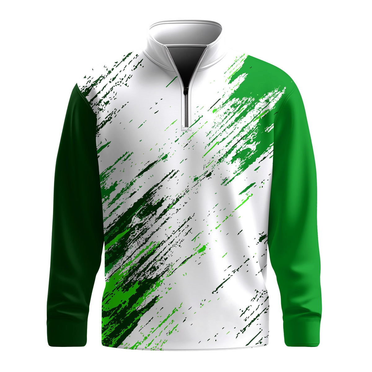 Sporty Green Men Quarter-zip Pullover