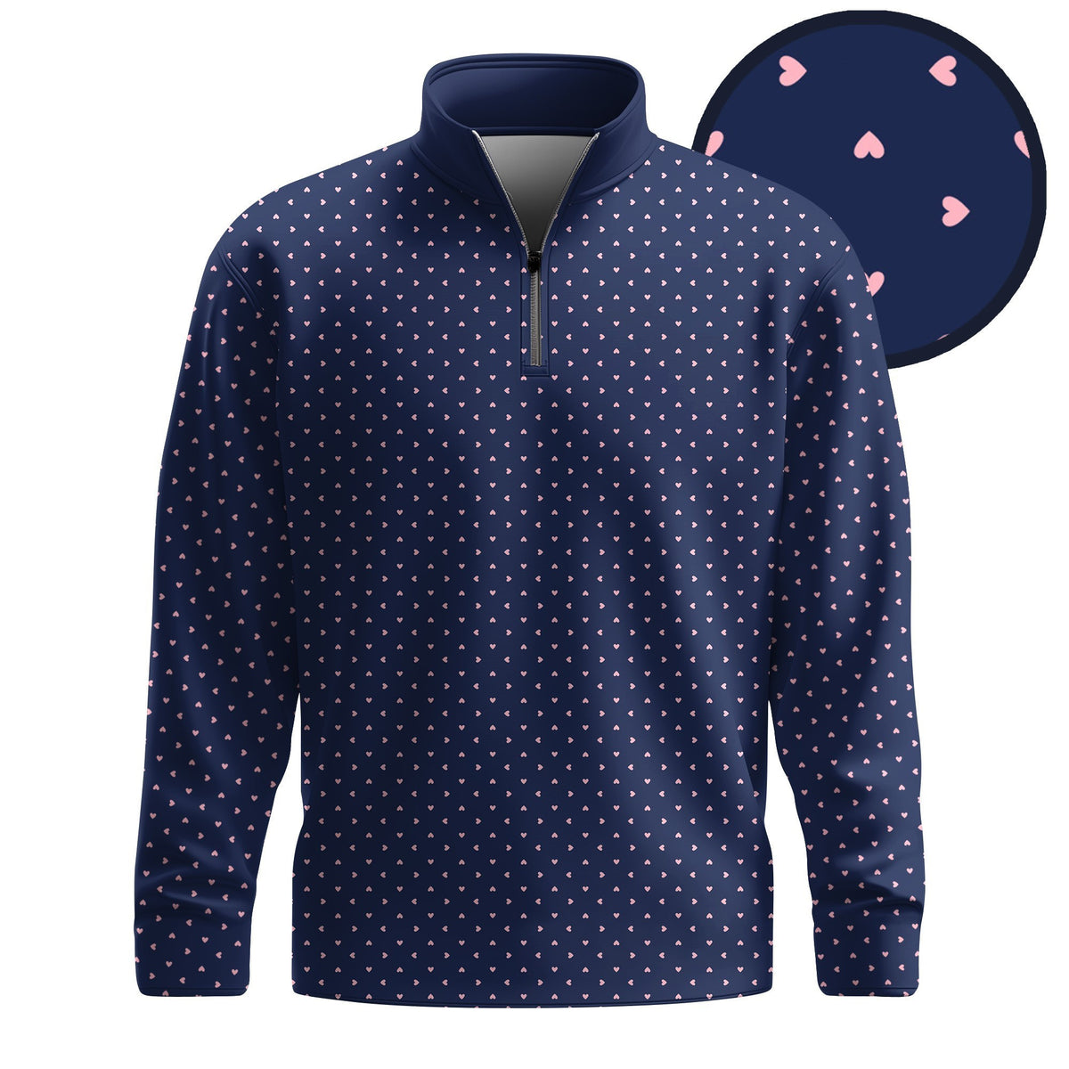 Blue Pink Heart Men Men Quarter-zip Pullover