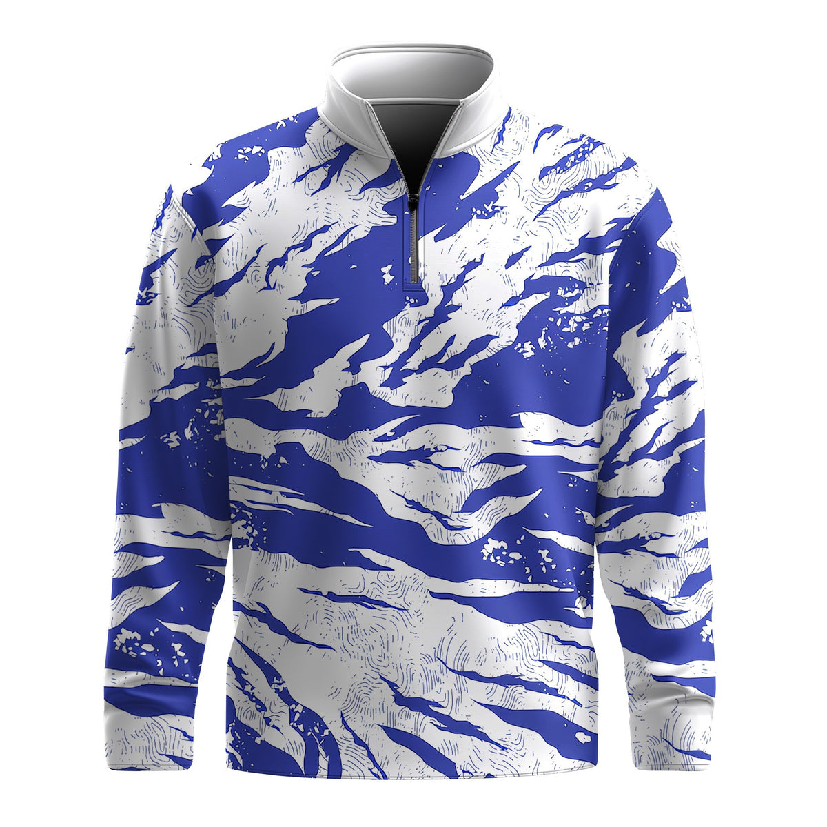 2026 Tear Blue White Men Quarter-zip Pullover