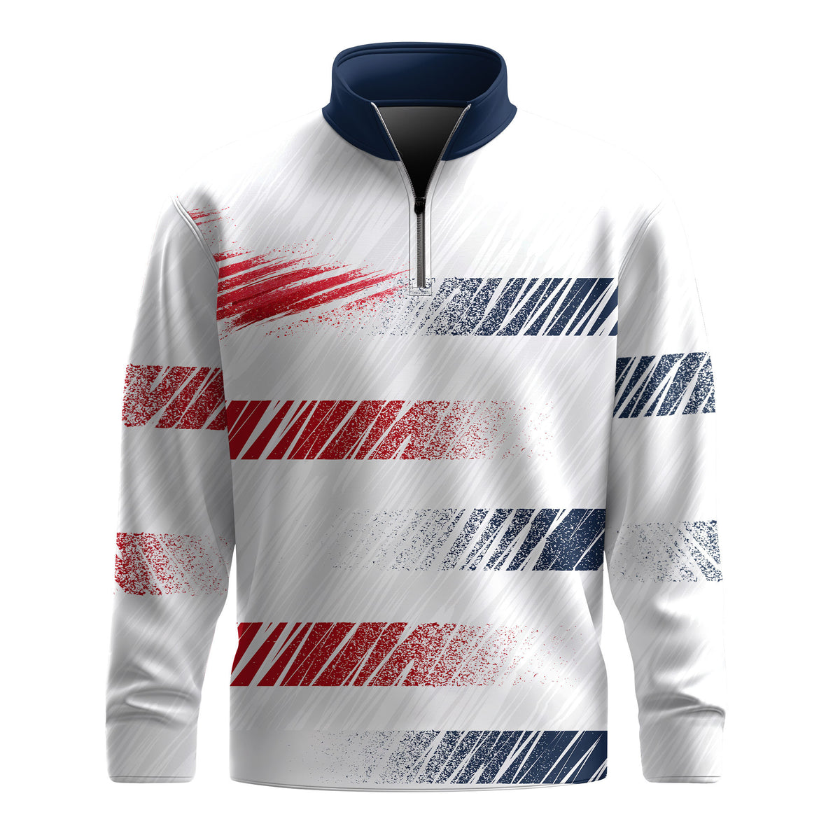2026 Red Blue Horizontal Lines Men Quarter-zip Pullover