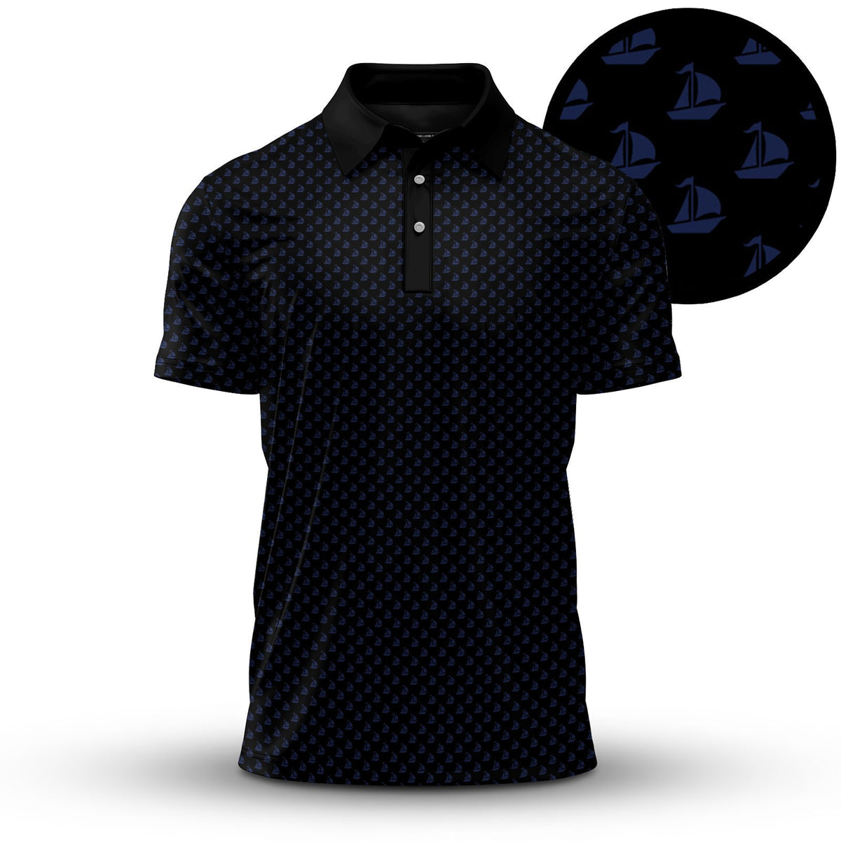 2026 White Blue Ship Men Polo Shirt