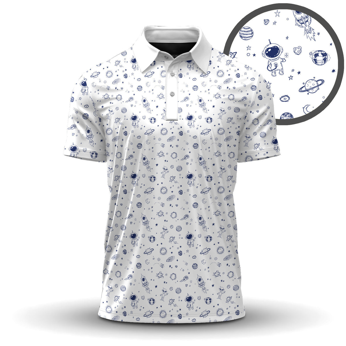 Space Blue White 2026 Men Polo Shirt