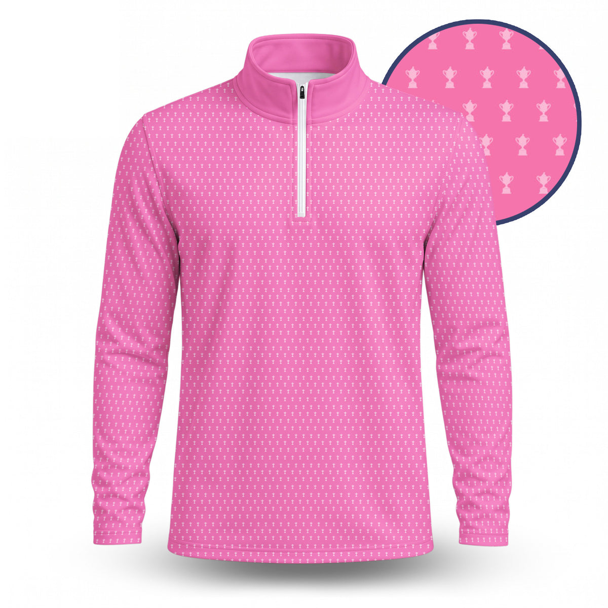 2027 Trophy Pattern Pink Men Quarter-zip Pullover