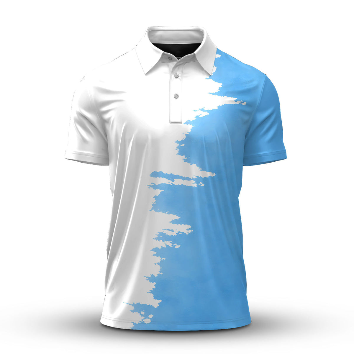 Light Blue White Sporty Men Polo Shirt