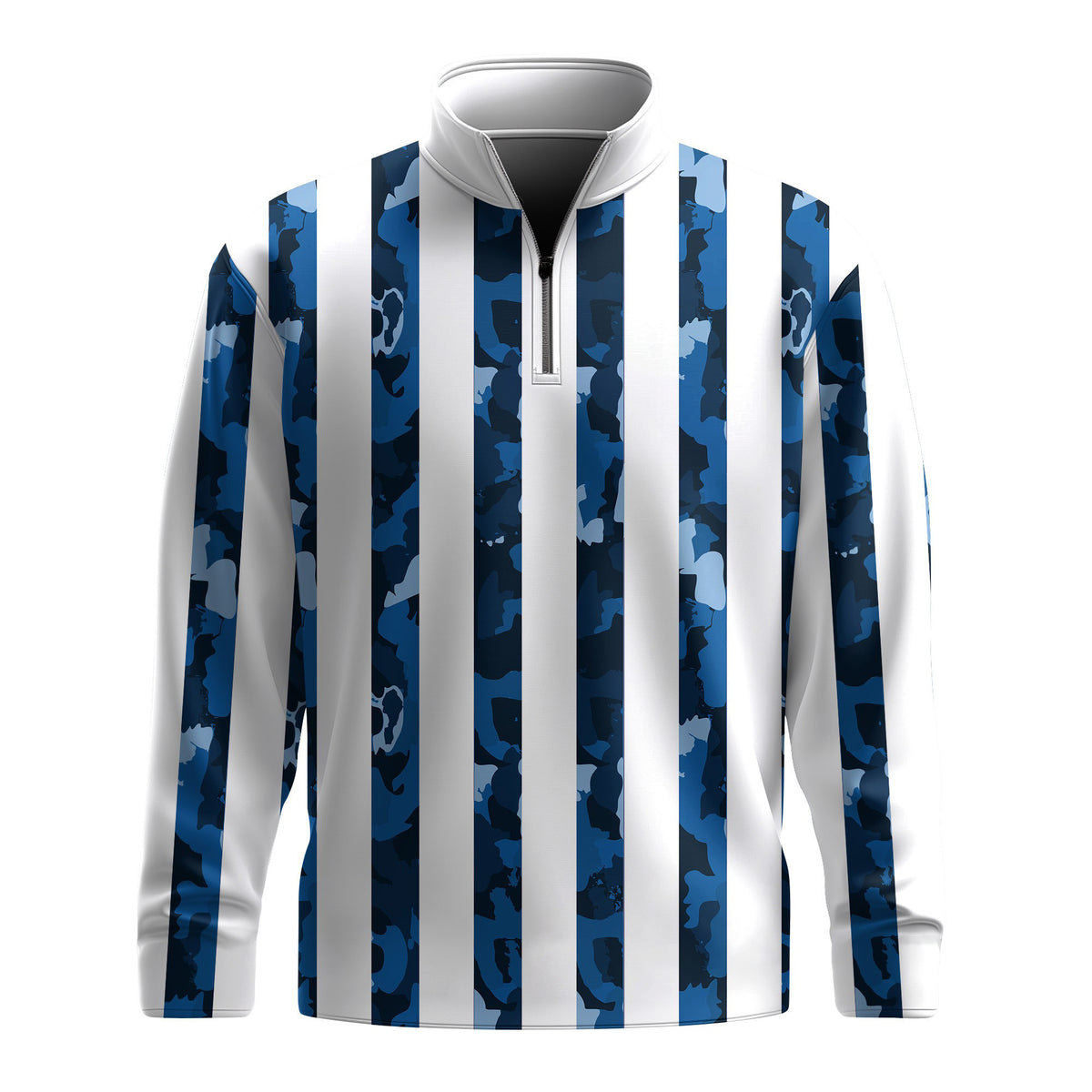 Stripes Blue Camo Men Quarter-zip Pullover