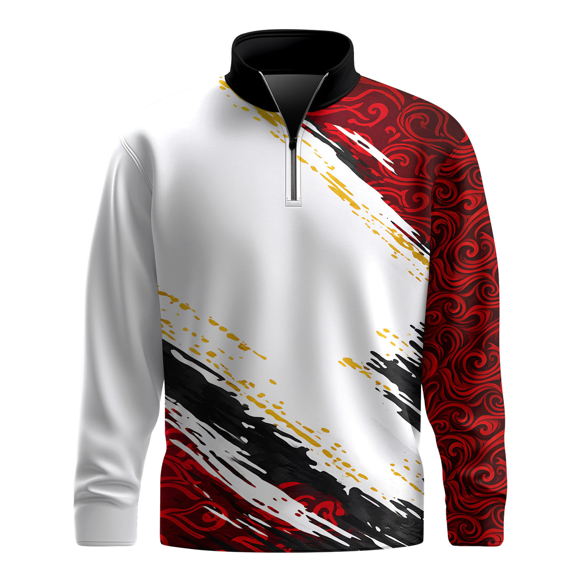 Sporty Black White Red Pattern 2026 Men Quarter-zip Pullover
