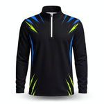 Black Neon Pattern Men Quarter-zip Pullover