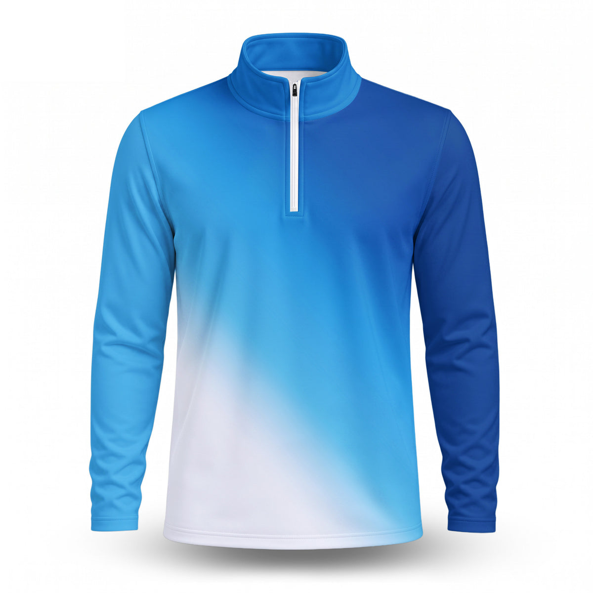 Ombre Dark And Light Blue Men Quarter-zip Pullover