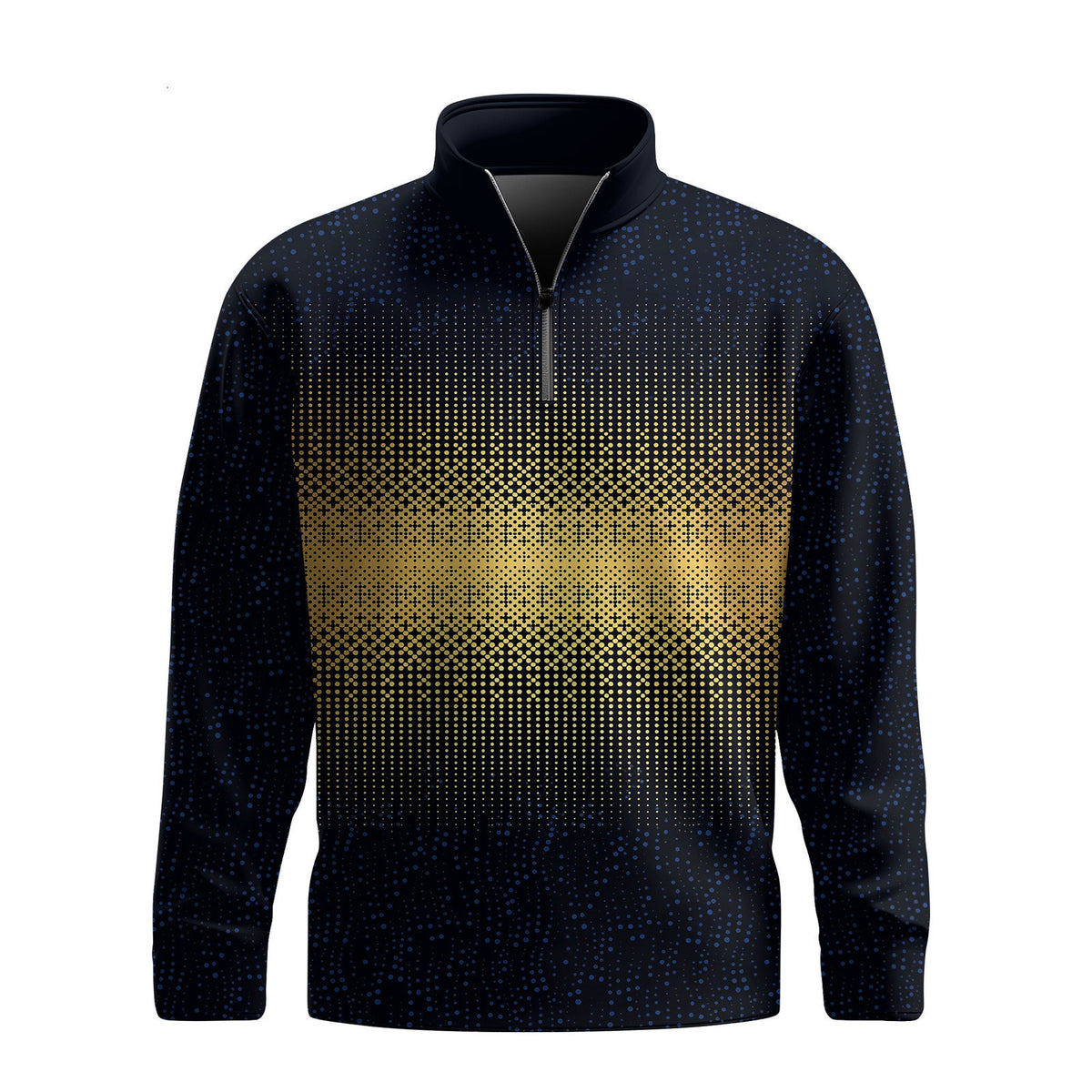 Gradient Blue Gold Men Quarter-zip Pullover
