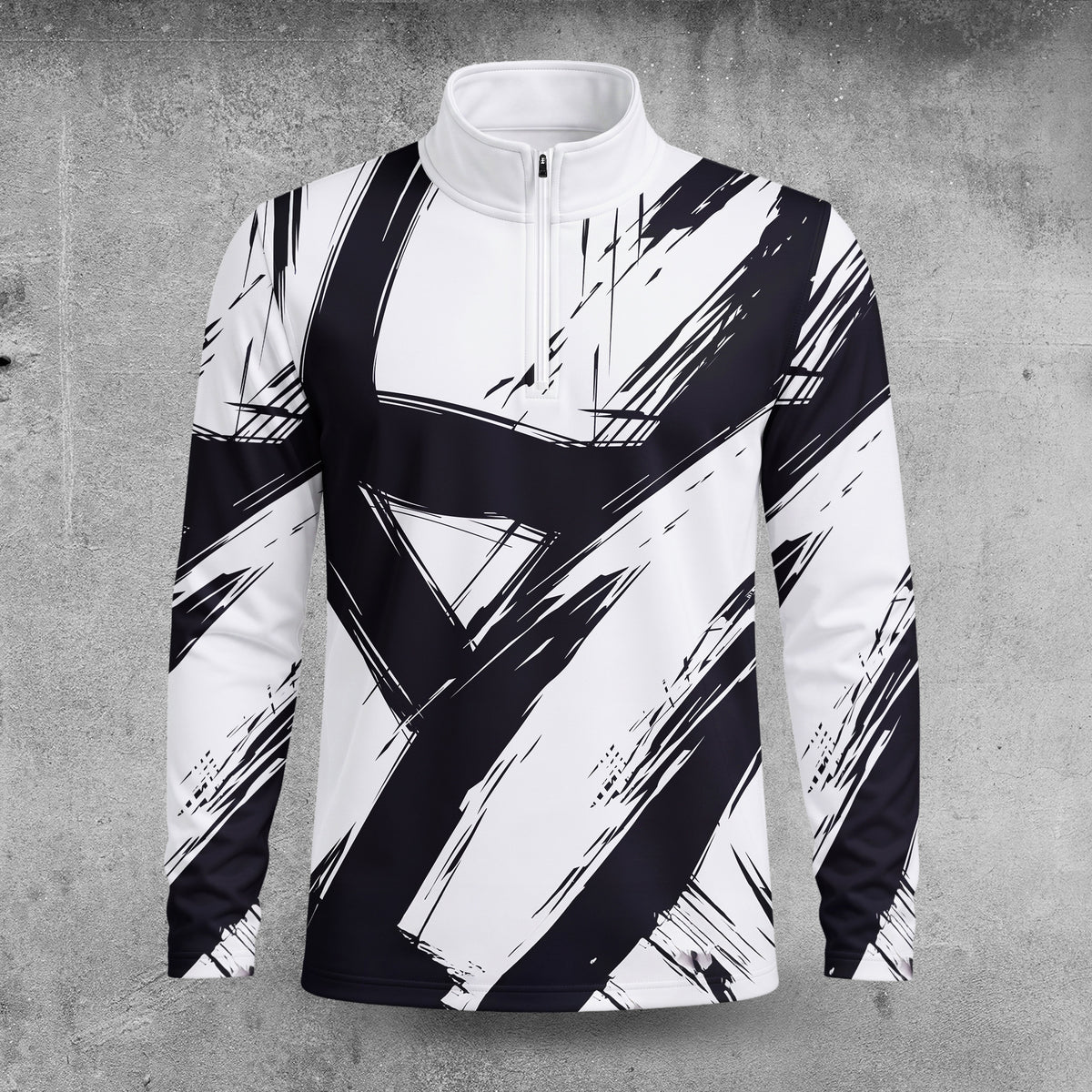 2027 Black Paint White Men Quarter-zip Pullover
