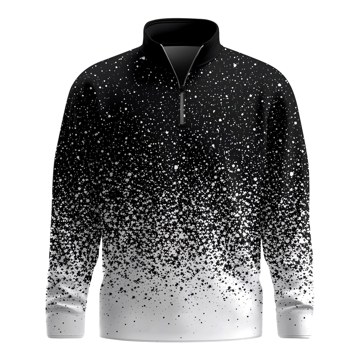 2026 B&W Dust Pattern Men Quarter-zip Pullover