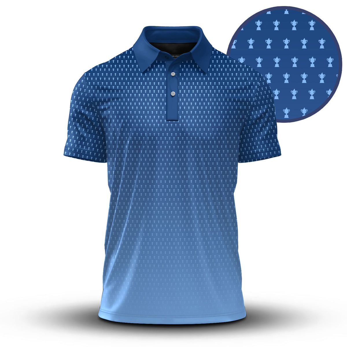 Gradient Blue 2026 Trophy Pattern Men Polo Shirt
