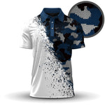 Blue Camo And White 2027 Men Polo Shirt