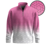 Pink White Men Quarter-zip Pullover