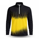 Black And Yellow Sporty Pattern Men Quarter-zip Pullover
