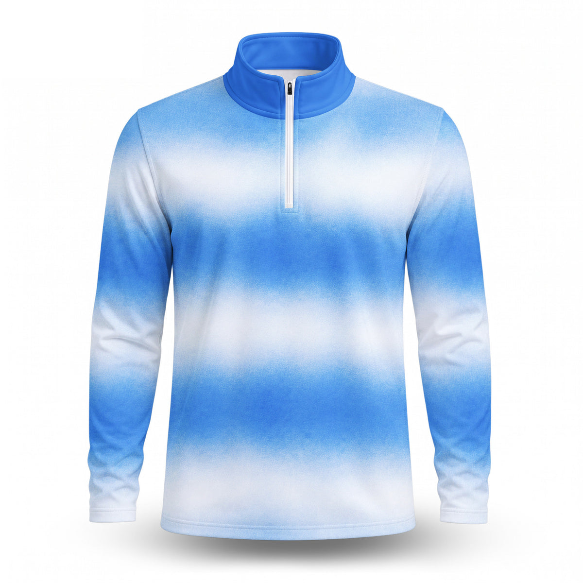 Ombre Blue White Men Quarter-zip Pullover