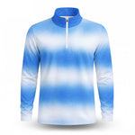 Ombre Blue White Men Quarter-zip Pullover
