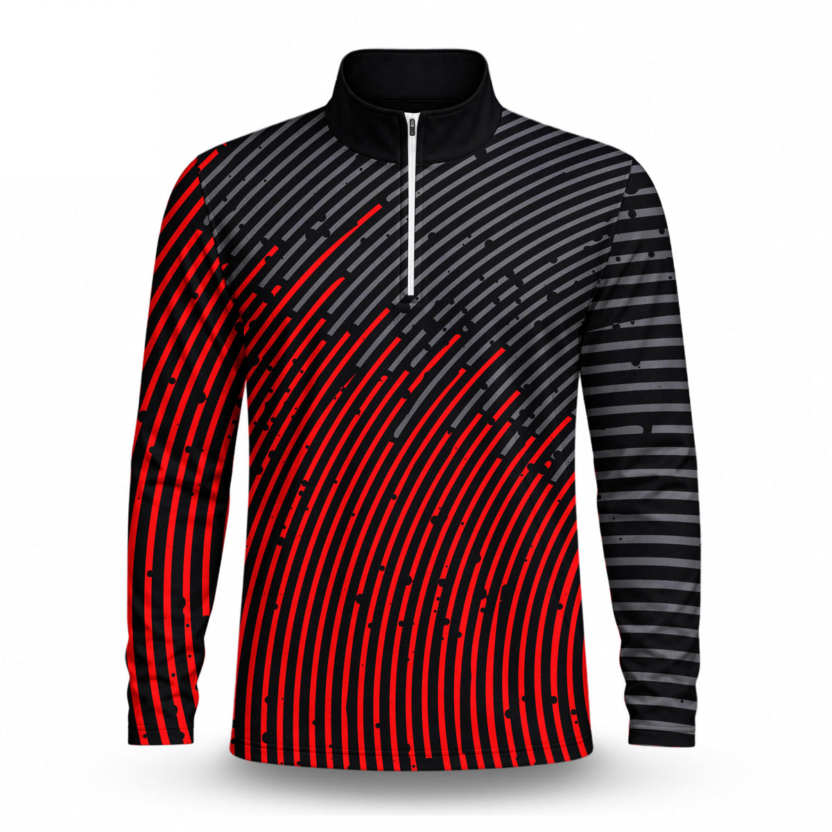 Circular Pattern Black Red 2027 Men Quarter-zip Pullover