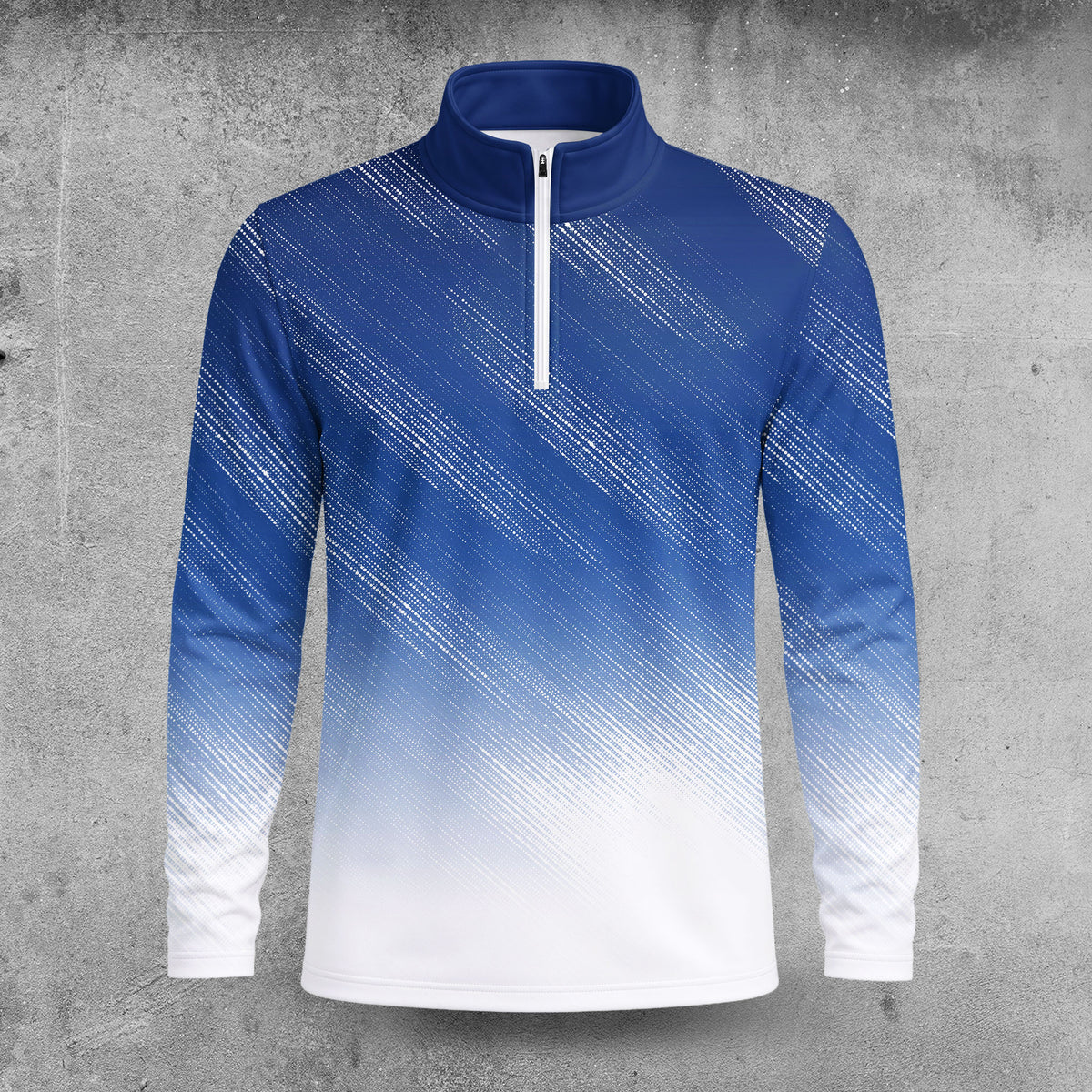 Blue White Gradient Style Men Quarter-zip Pullover