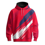 Red Sporty Pattern Blue White Men Hoodie