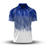 2027 Blue And White Pattern Men Polo Shirt