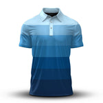 Gradient Blue Horizontal Lines Men Polo Shirt
