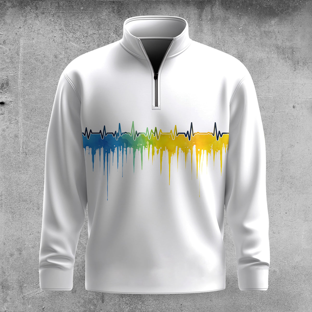 Yellow Blue Water Color Men Quarter-zip Pullover