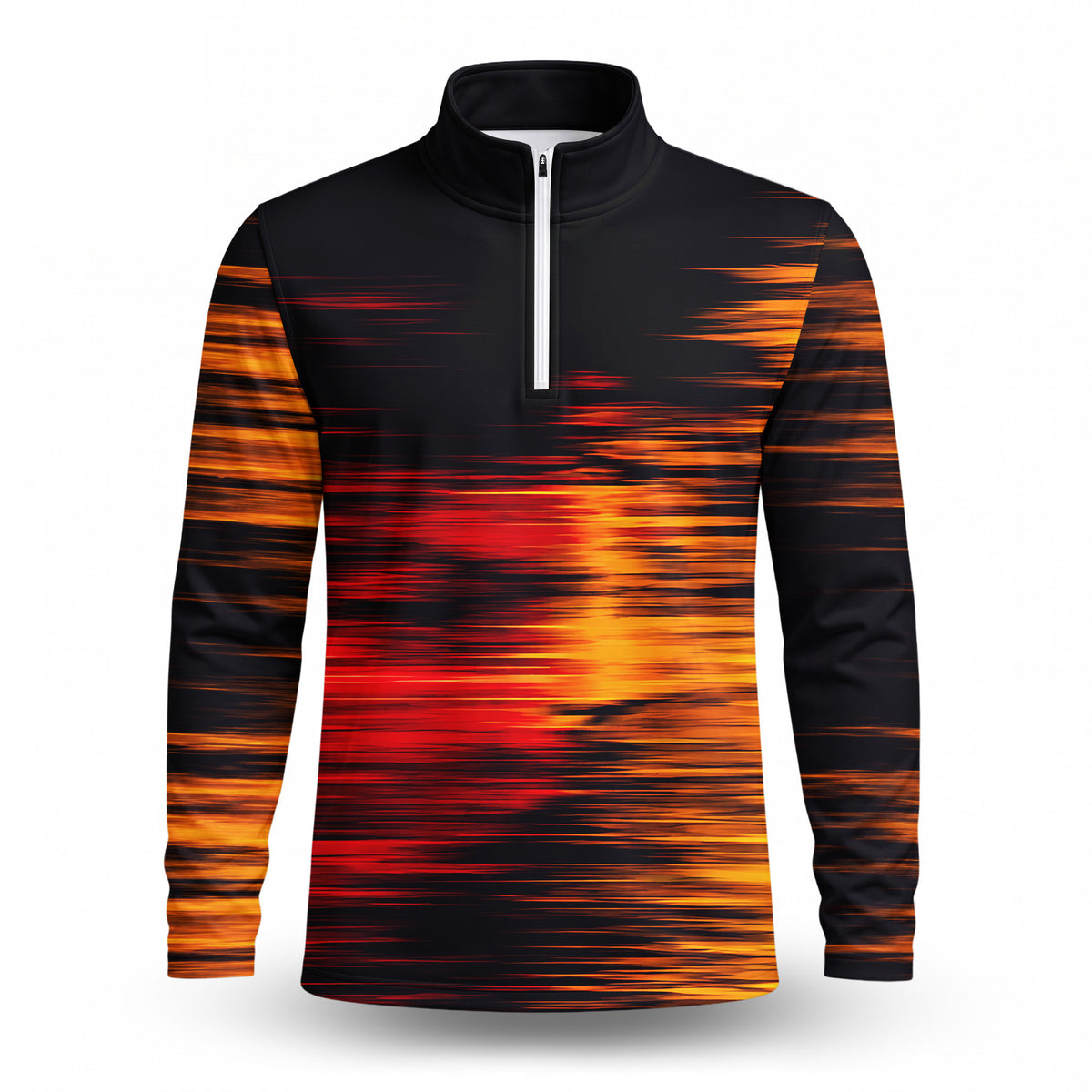 2027 Black Yellow Orange Men Quarter-zip Pullover